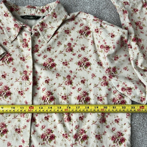 Vintage Tall Corduroy Eddie Bauer Button front shirt large Fits 12/14 Floral - Picture 13 of 15